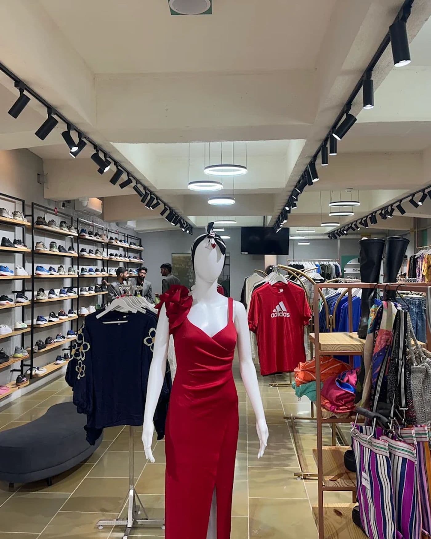 Streetwear apparel and mannequins inside the store